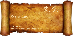 Kuna Igor névjegykártya